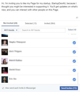 Invite people to like StartupDevKit facebook page