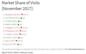 Market Share of Visits to Social Media Sites Nov 2017