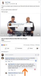 Replying to comments on facebook posts - engagement on FB