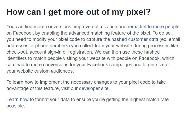 Facebook Pixel Advanced Features