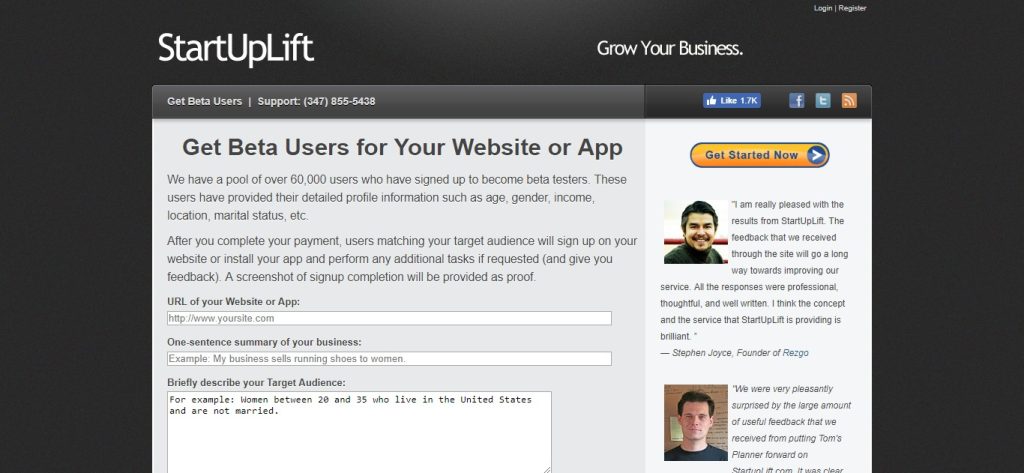 StartUpLift - Beta Users page for beta testing desktop programs or apps. Desktop and mobile app beta testing sites