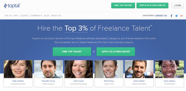 Toptal freelance developers designers marketplace website