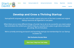 StartupDevKit - Free Trial Example on main page for lead generation strategies