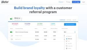 iRefer viral platform marketing software example