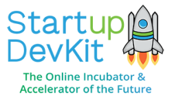 Startupdevkit logo - incubator and accelerator platform of the future - GB gradient tagline