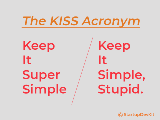 KISS acronym. keep it super simple/keep it simple, stupid.