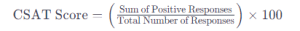 Customer Satisfaction (CSAT) Score = (Sum of Positive Responses / Total Number of Responses) × 100