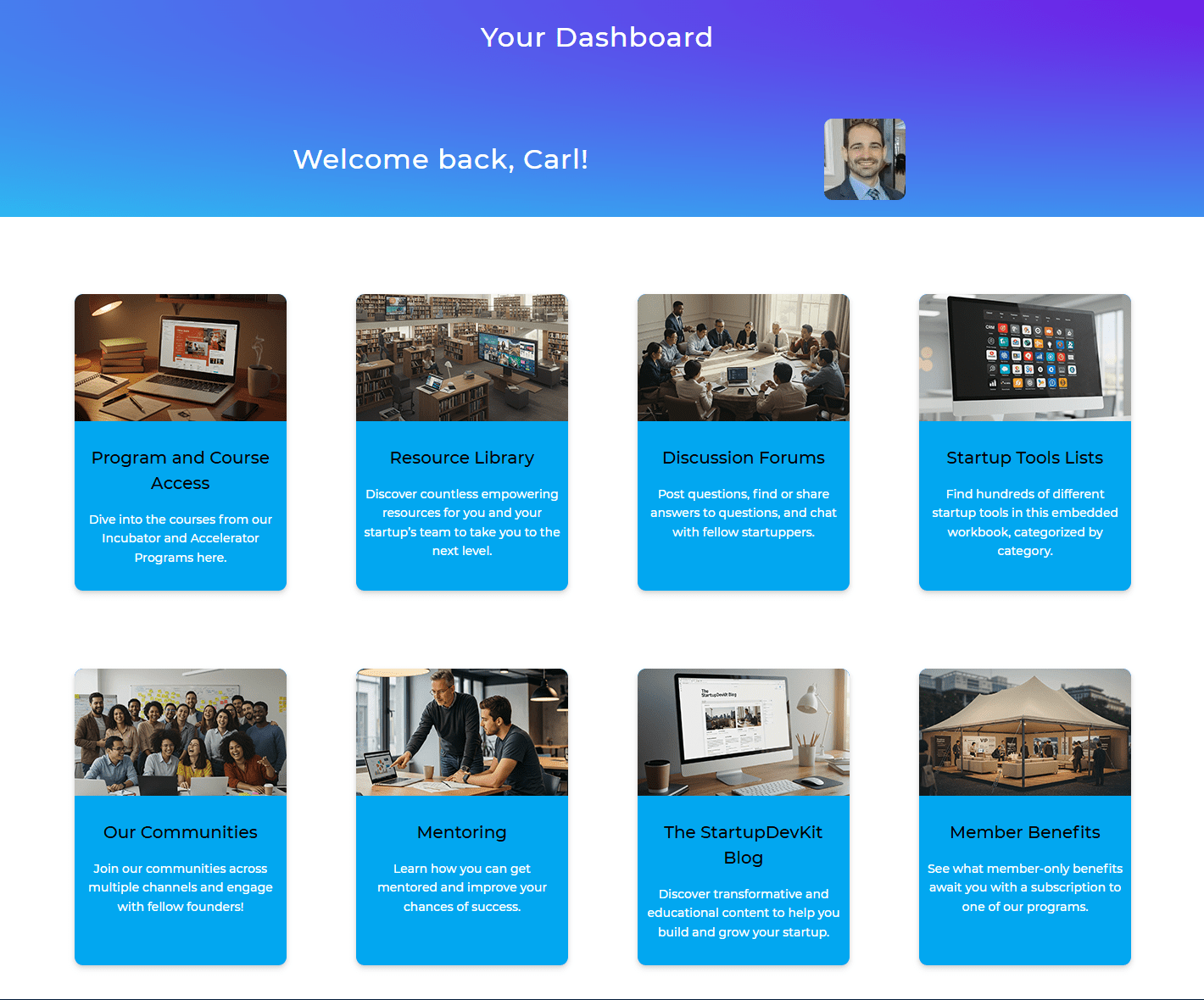StartupDevKit platform dashboard