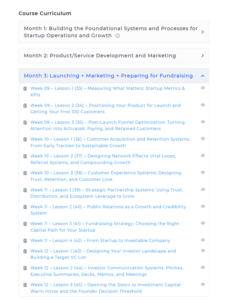 Startupdevkit Accelerator program month 3 snapshot showing lessons in month 3